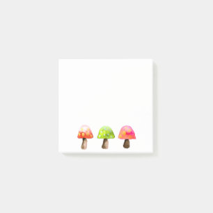 De mignons champignons colorés post-it notes