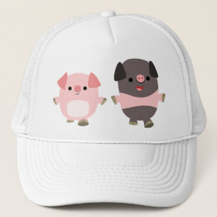 De mignons cochons en caricature sur un Casquette 