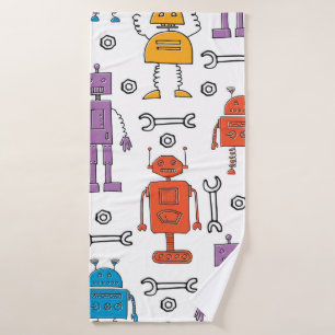 De mignons robots à doodle. Motif sans couture. Ch