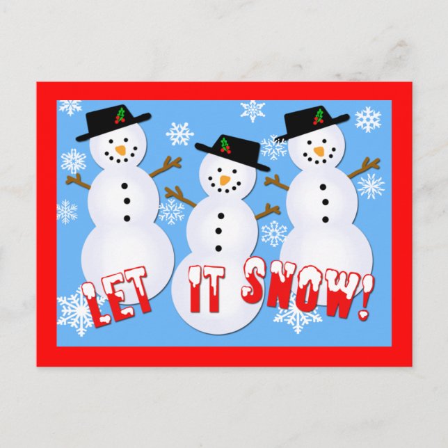 De mignons Snowmen laissent la neige Cartes de fin (Devant)