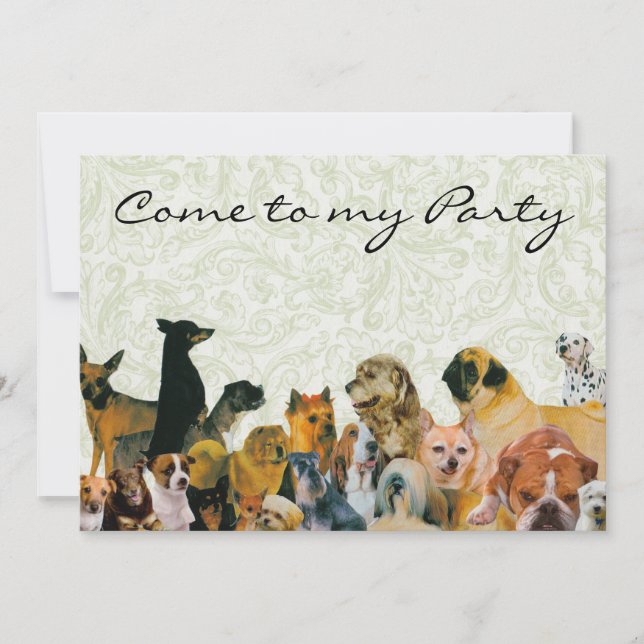 De nombreuses invitations de collage de chiens (Devant)