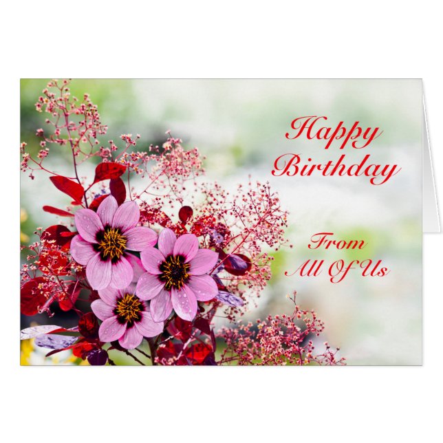 De Nous Tous Anniversaire Fleurs Roses (Devant horizontal)