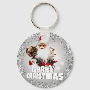 de papá Noel y feliz navidad Keychain