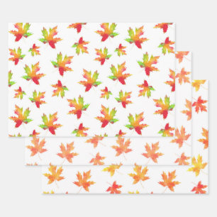 De Papier Cadeau Aquarelle Feuille d'érable Motifs Enveloppement 3
