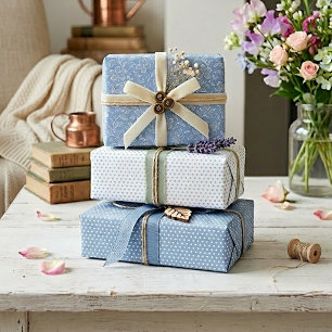 De Papier Cadeau Art Floral Feuille Classique Motif Sur Bleu Clair