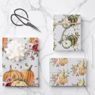 De Papier Cadeau Automne Floral Citrouille Eucalyptus Feuille verdu