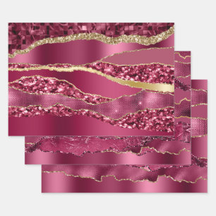De Papier Cadeau Burgundy marron feuille d'or parties scintillant c