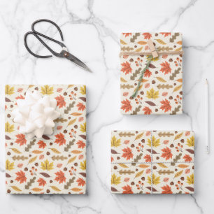De Papier Cadeau Coloré Feuille d'automne Motif
