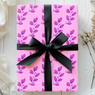 De Papier Cadeau Feuille botanique aquarelle rose lumineuse et fant