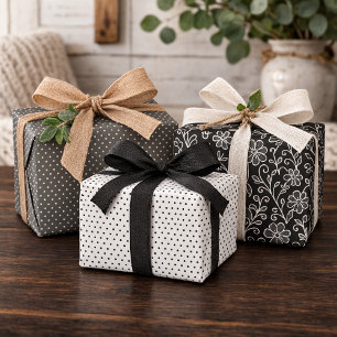 De Papier Cadeau Feuille Classé Floral Art Motif sur gris noir