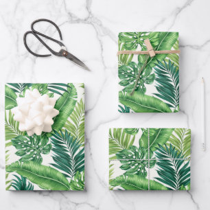 De Papier Cadeau Green Tropical Palm Banana Monstera Feuille 