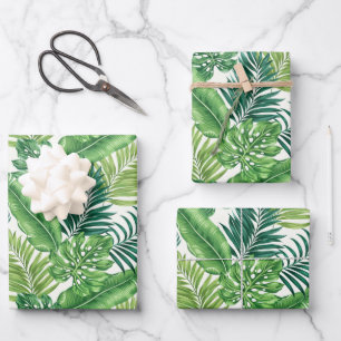 De Papier Cadeau Green Tropical Palm Banana Monstera Feuille