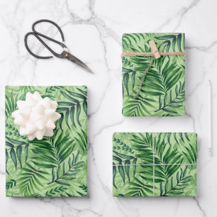 De Papier Cadeau Green Tropical Palm & Monstera Feuille