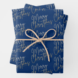 De Papier Cadeau Joyeux Noël en or Faux Feuille Merry Christmas Ble