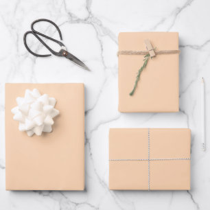 De Papier Cadeau Peaches et crème en couleur solide Feuille plate E