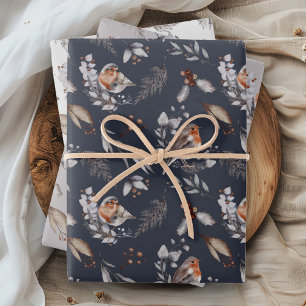 De Papier Cadeau Russe Woodland Robin Feuille d'hiver