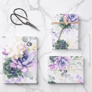 De Papier Cadeau Succulents Verdure et or Eucalyptus Feuille