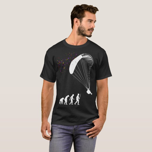De parapentiste T-shirt d'évolution humaine dehors (Devant entier)