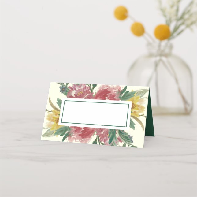 De Placement Ajouter votre texte Fleurs florissantes Carte Plac (Devant)