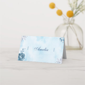 De Placement Aquarelle bleue Floral Plaqué Carte Place