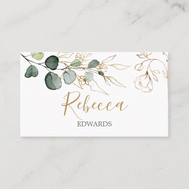 De Placement Aquarelle verte Eucalyptus Gold Place carte (Devant)