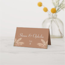 Boho Rustic Earthy Brown Mariage plié Carte Place