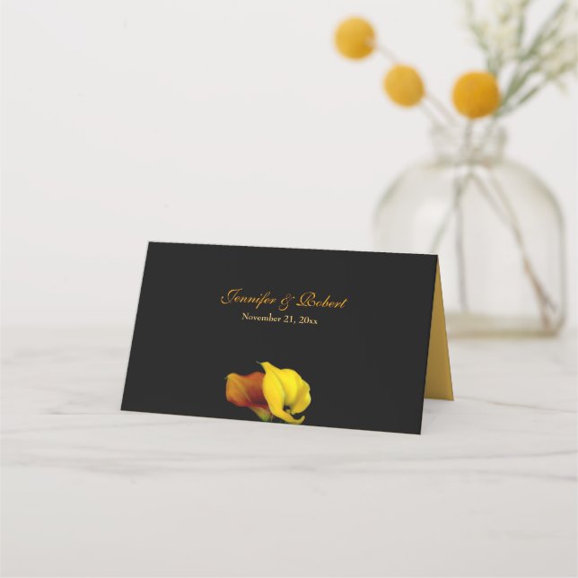 De Placement Calla Lily Mariage Carte Place Pliée (Dos)