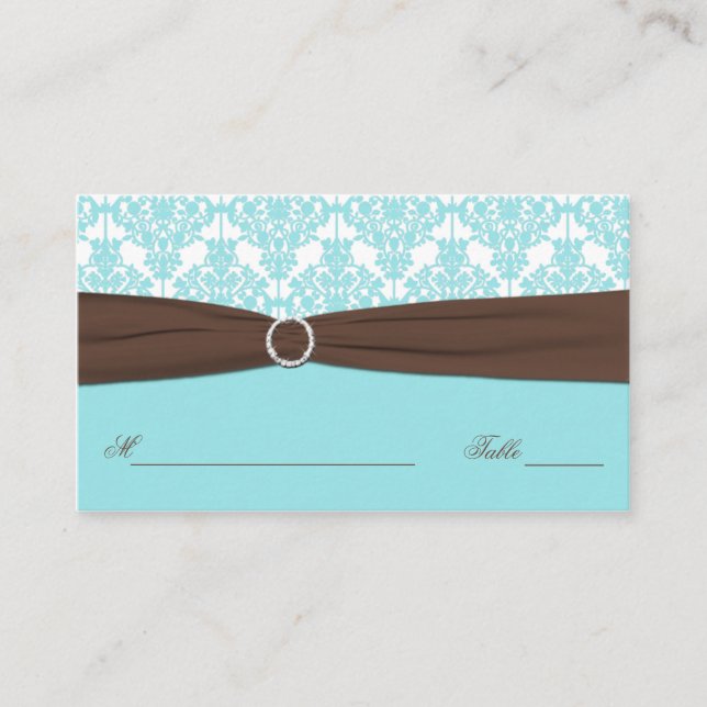 De Placement Carte Aqua Blue, Brown, blanche Damas (Devant)