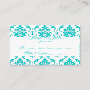 De Placement Carte Aqua White Mariage damassé Place