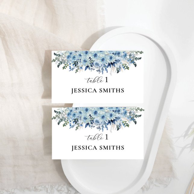 De Placement Carte Blue Boho Floral Mariage Plat Place (Créateur téléchargé)