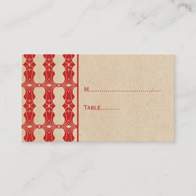 De Placement Carte Bordure Art déco rouge (Devant)