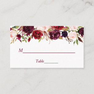 De Placement Carte d'escorte Mariage Place Floral Rouge Bourgog