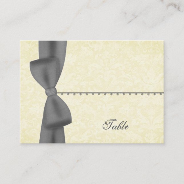 De Placement Carte Ecru et Grey Bow Place - Mariage (Devant)