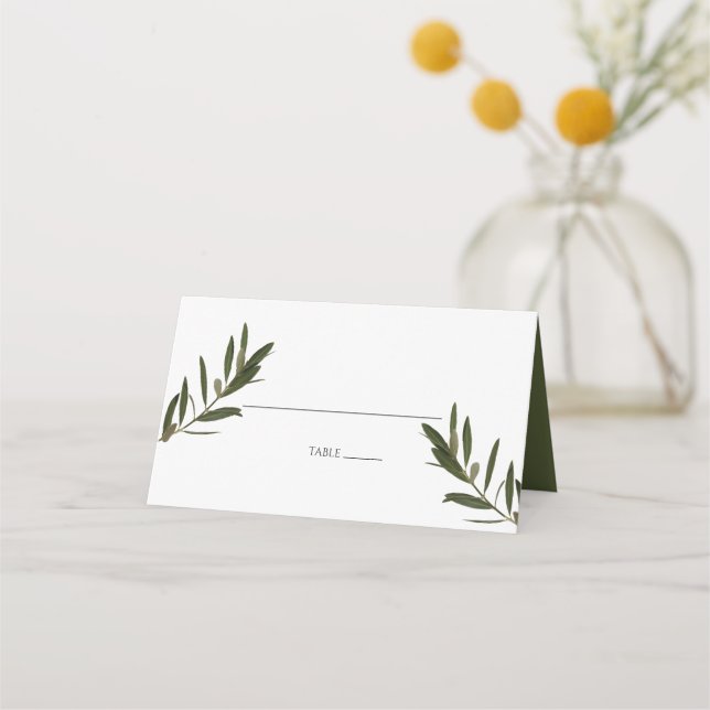 De Placement Carte Feuille verte Mariage d'olive (Devant)