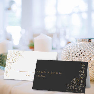 De Placement Carte Gold Linal Floral White & Gold Place -B&W 2