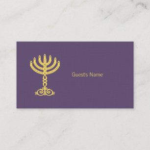 De Placement Carte Hanoukka Motif violet Place