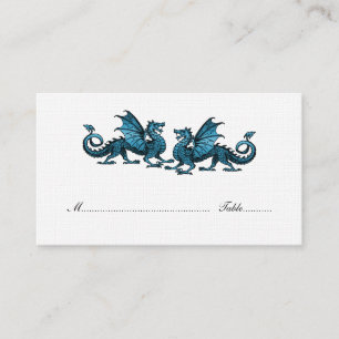 De Placement Carte Mariage Blue Elegant Dragons
