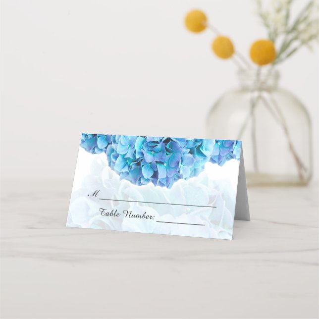 De Placement Carte Mariage Blue Hydrangeas (Devant)