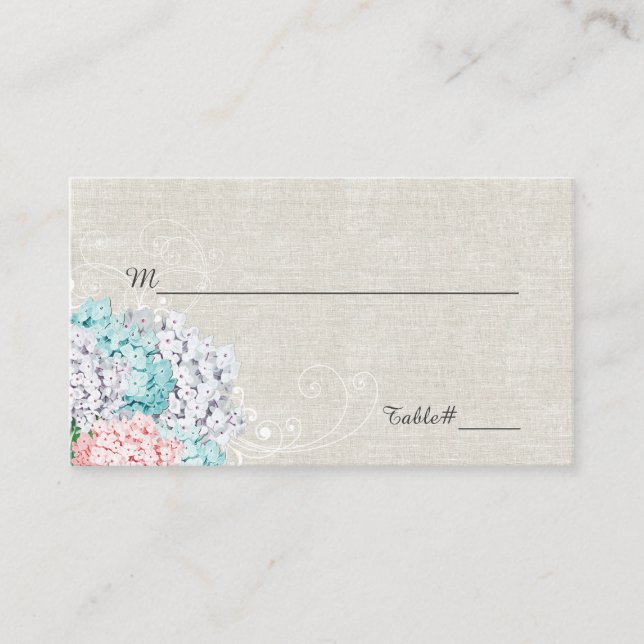 De Placement Carte Mariage Chic Hydrangeas (Devant)