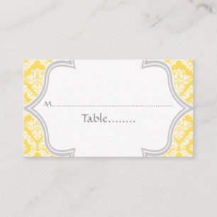 De Placement Carte mariage damassé citron jaune, gris