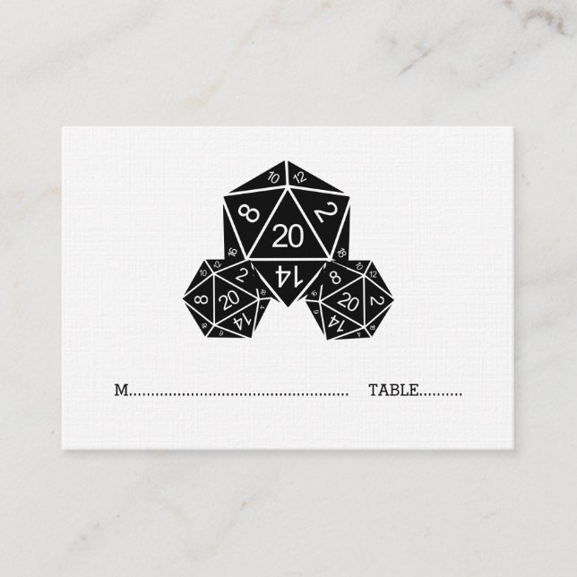 De Placement Carte Mariage Ebony D20 Dice (Devant)