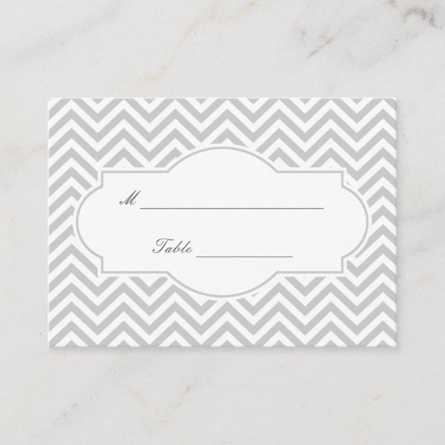De Placement Carte Mariage élégante Gris Chevron Gris (Devant)