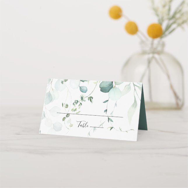 De Placement Carte Mariage Eucalyptus Vert Été (Devant)
