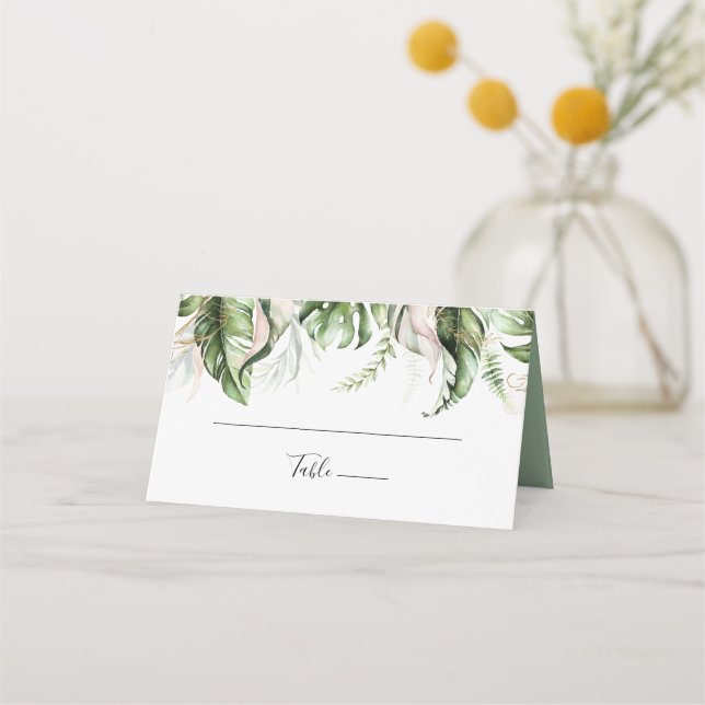 De Placement Carte Mariage Gold Tropical Greenery (Devant)
