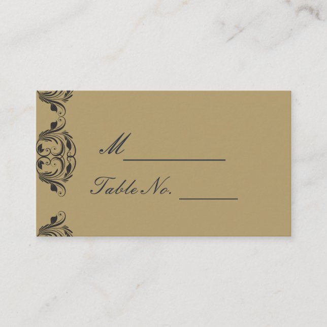 De Placement Carte Mariage Masquerade Marine et Or (Devant)