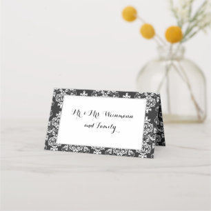 De Placement Carte mariage noir & blanc Damask Table Place