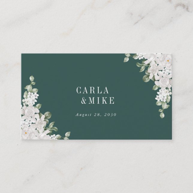 De Placement Carte Mariage Plat Flat Feuille Verte (Devant)