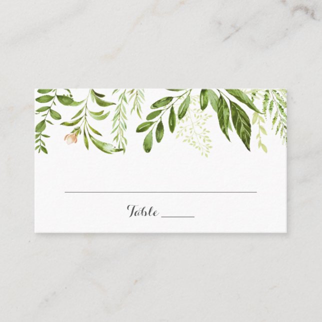 De Placement Carte Mariage Plat Place Feuille Verdure rustique (Devant)