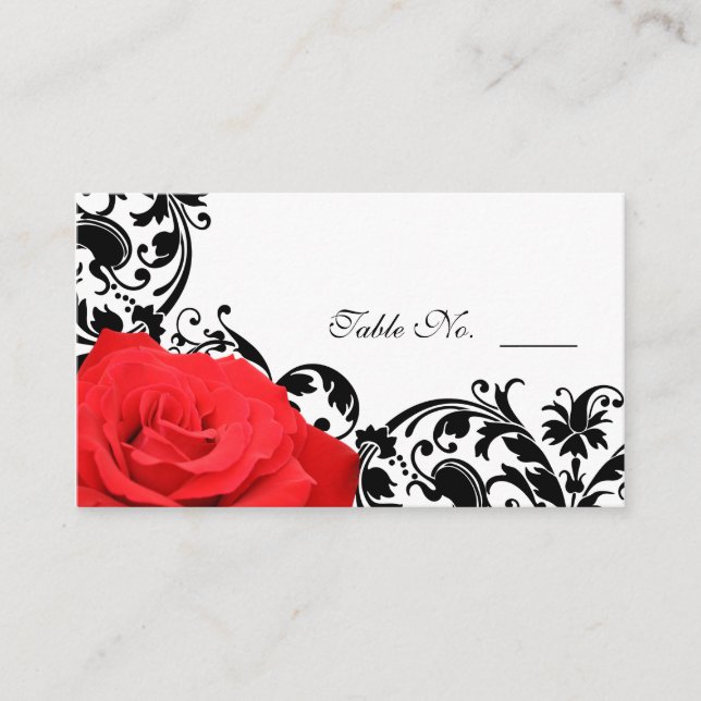 De Placement Carte Mariage Red Rose Floury (Devant)
