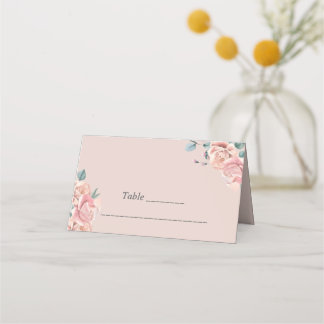 De Placement Carte mariage rose avec fleurs